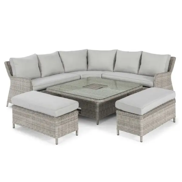 Oxford Royal Rattan Corner Dining Sofa Set with Ice Bucket & Rising Table