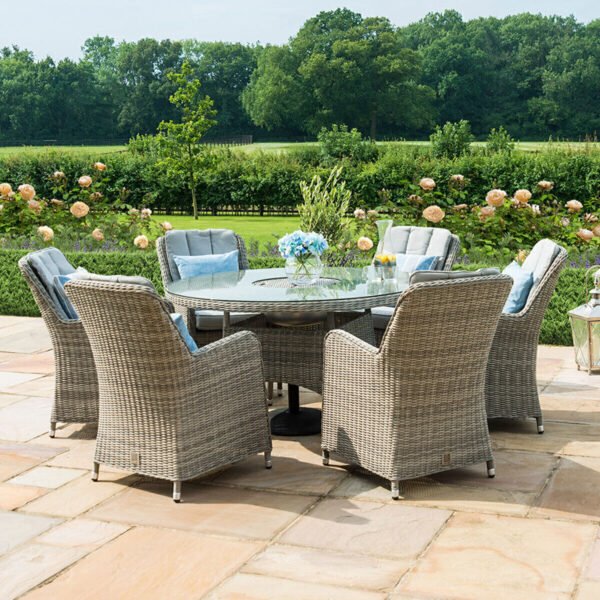 Oxford Venice 6 Seat Round Rattan Dining Set