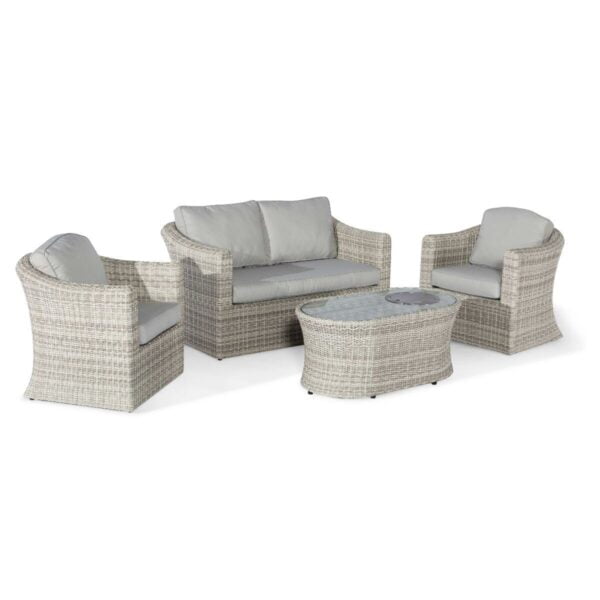 Oxford 2 Seat Rattan Sofa Set with Fire Pit Coffee Table