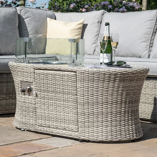 Oxford Small Rattan Corner Group with Fire Pit Coffee Table