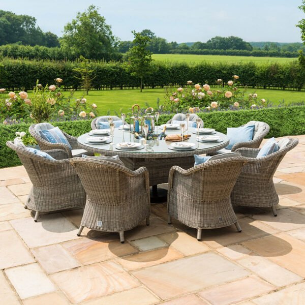 Oxford - Heritage 8 Seat Oval Rattan Fire Pit Dining Set