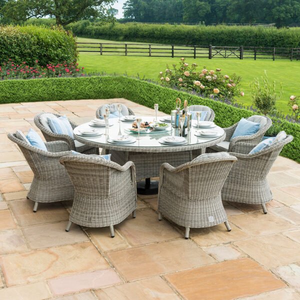 Oxford - Heritage 8 Seat Oval Rattan Fire Pit Dining Set